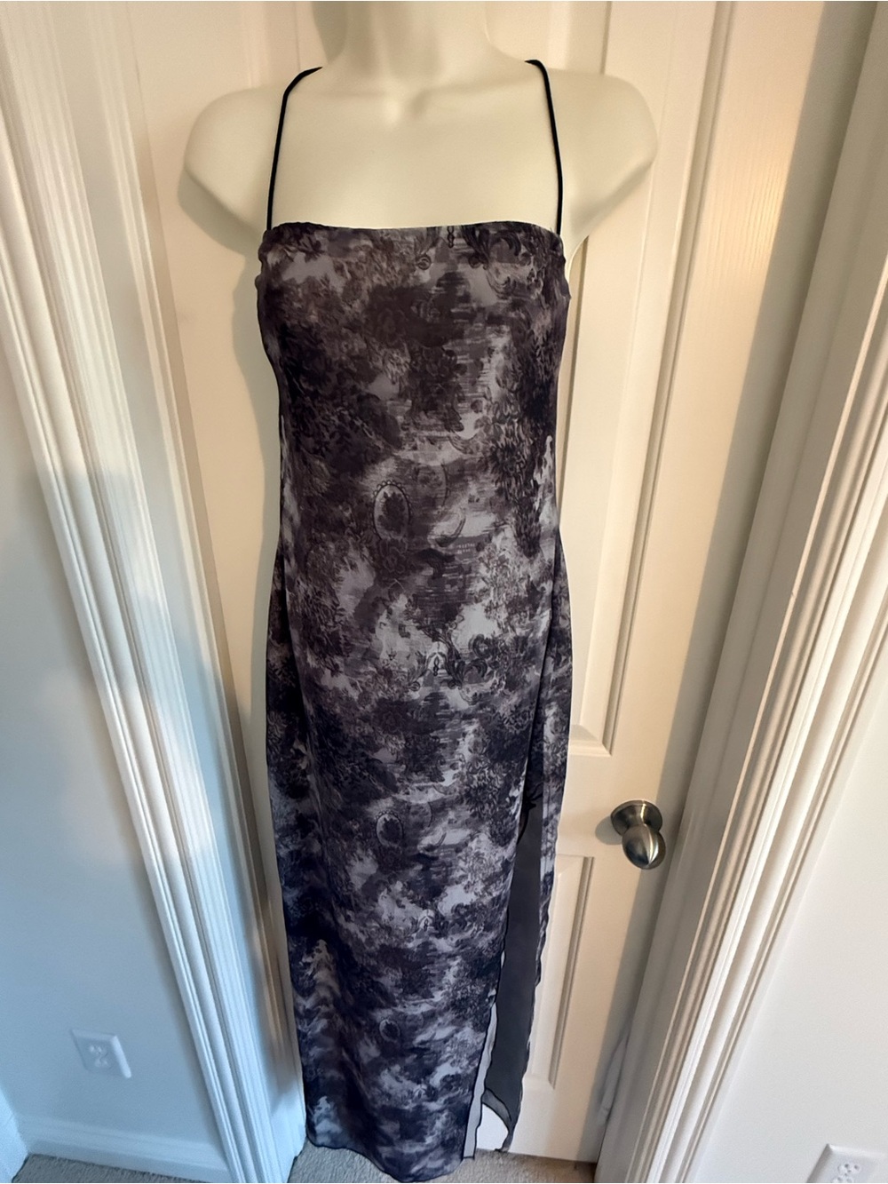 NWOT White Fox Women's Light Gray Dress with Black Trim - S
